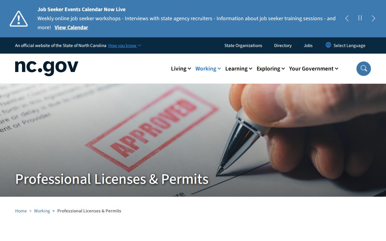 Cary people directories view of North Carolina professional licensing boards